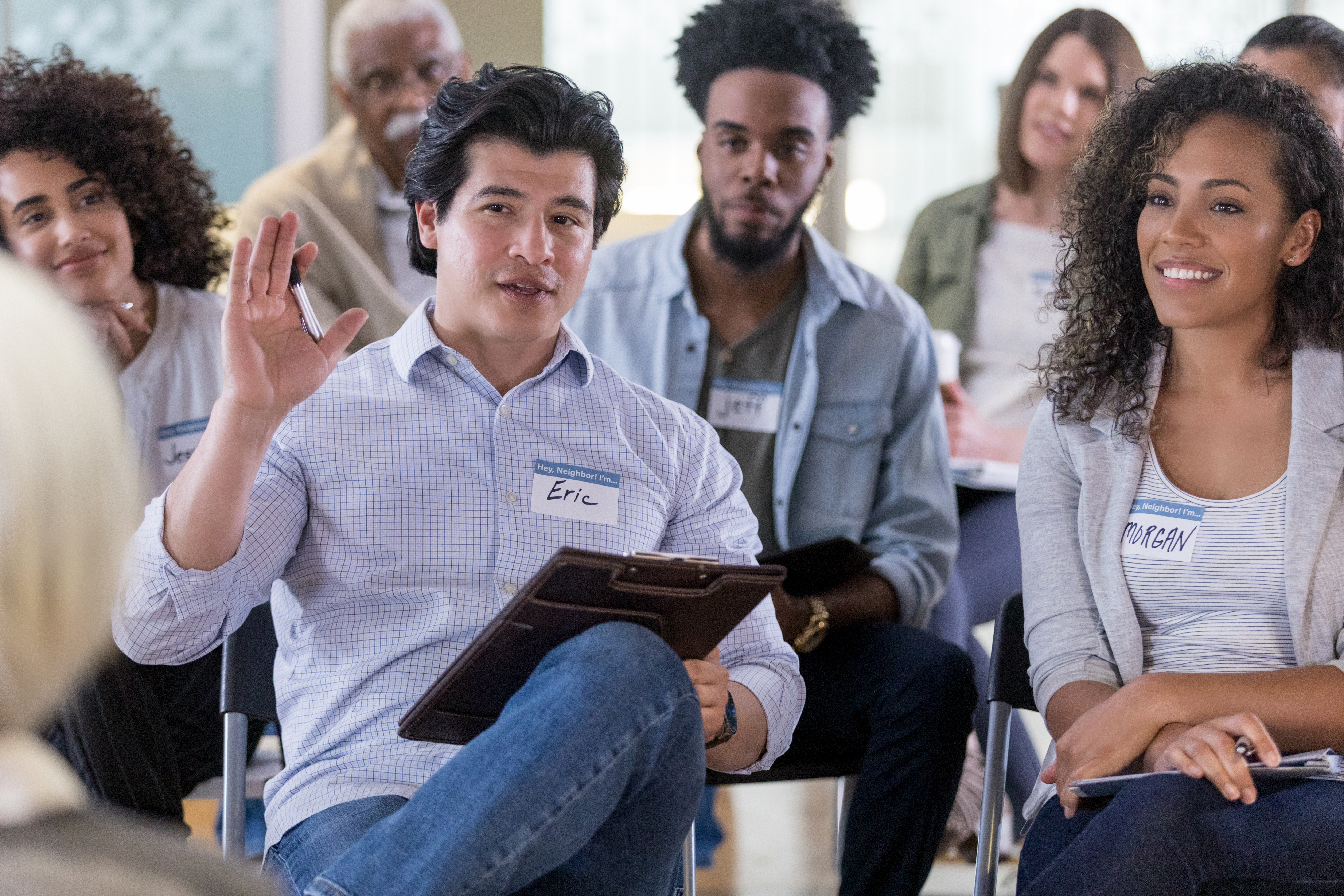 People at a public meeting
