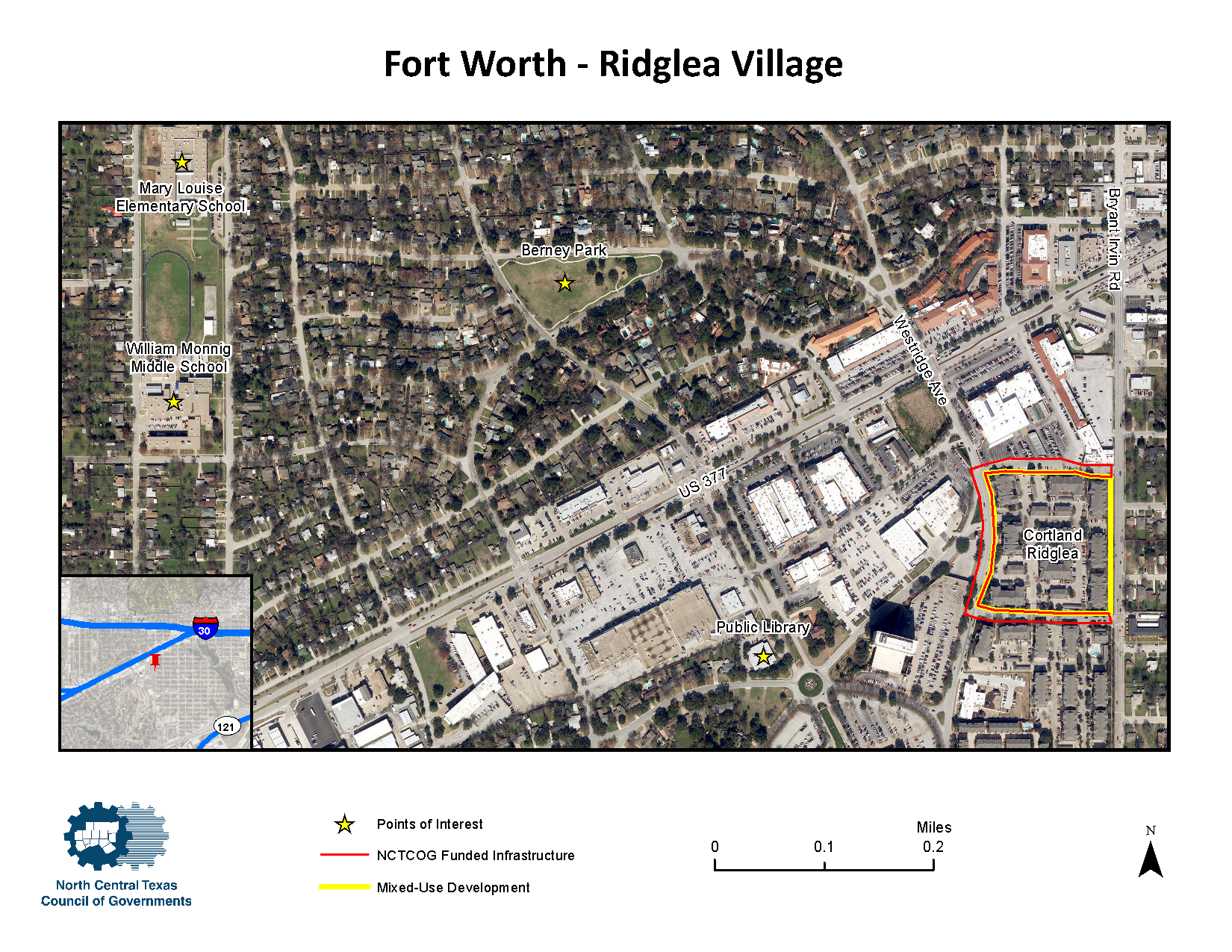 This is an aerial view of Ridglea Village in Fort Worth