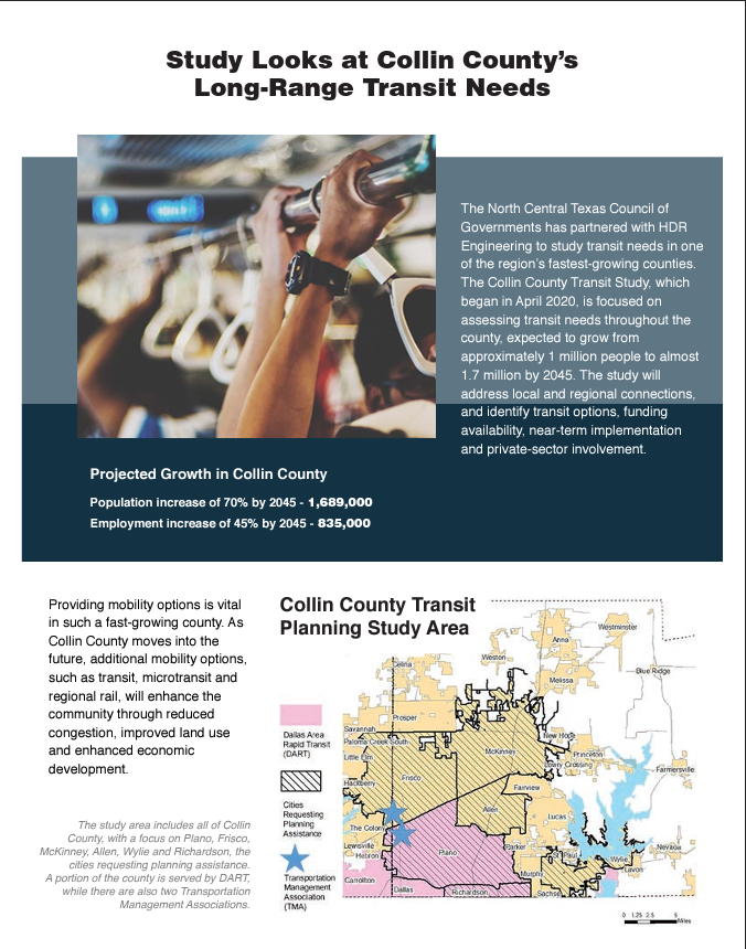 Thumbnail of the Collin County Transit Study fact sheet.