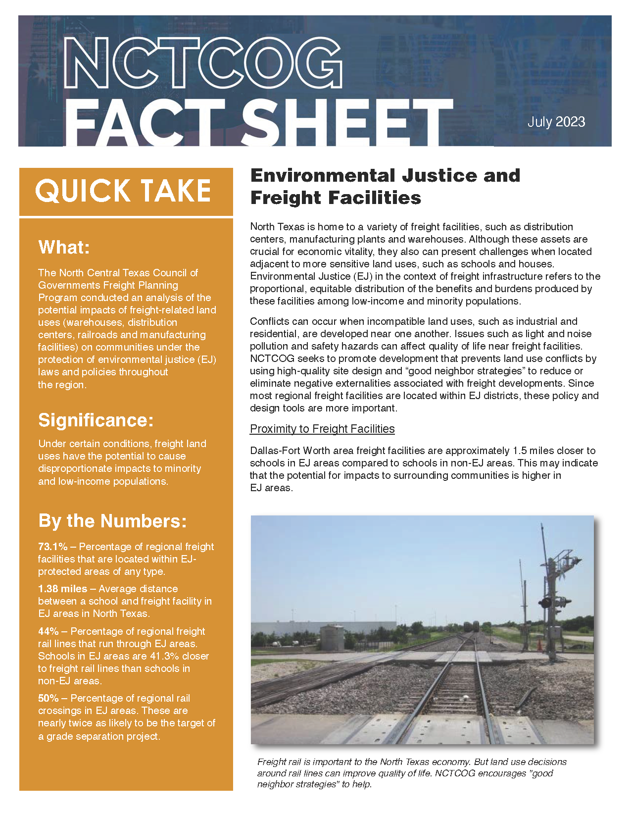 An image of the front page of the Environmental Justice and Freight Facilities page
