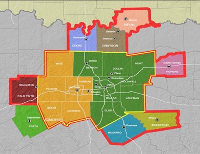 Preview of map displaying Metropolitan and Micropolitan Statistical Areas in North Central Texas.