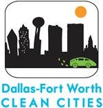Dallas Forth Worth clean cities logo featuring a silhouette of downtown Dallas, Texas