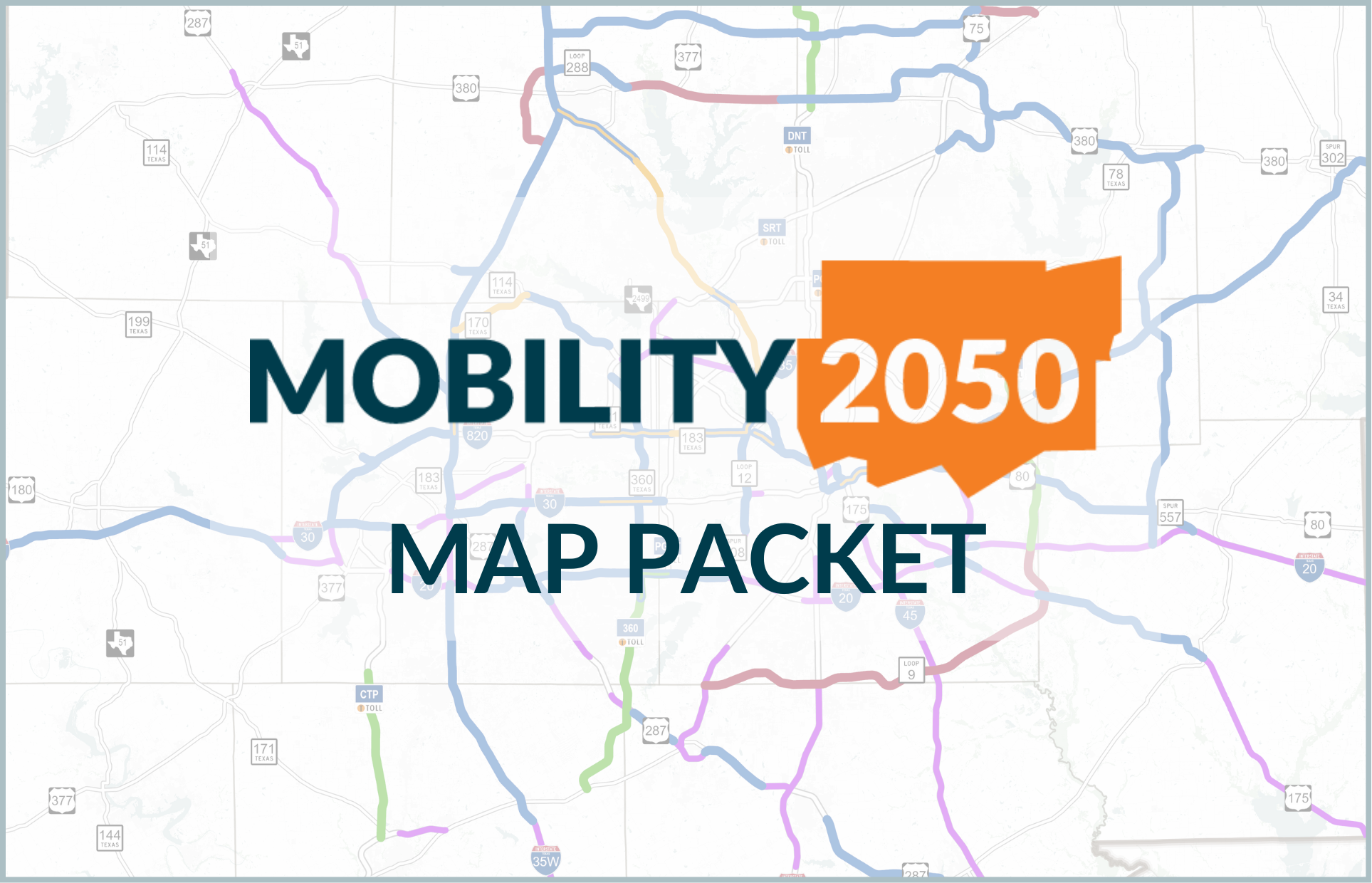 Thumbnail image of the Mobility 2050 image and the words Map Packet