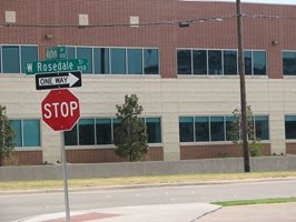 This is a stop sign at an intersection