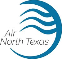 Air North Texas Logo a blue circle with waves in the middle and Air North Texas text around the bottom linking to the Air North Texas site.