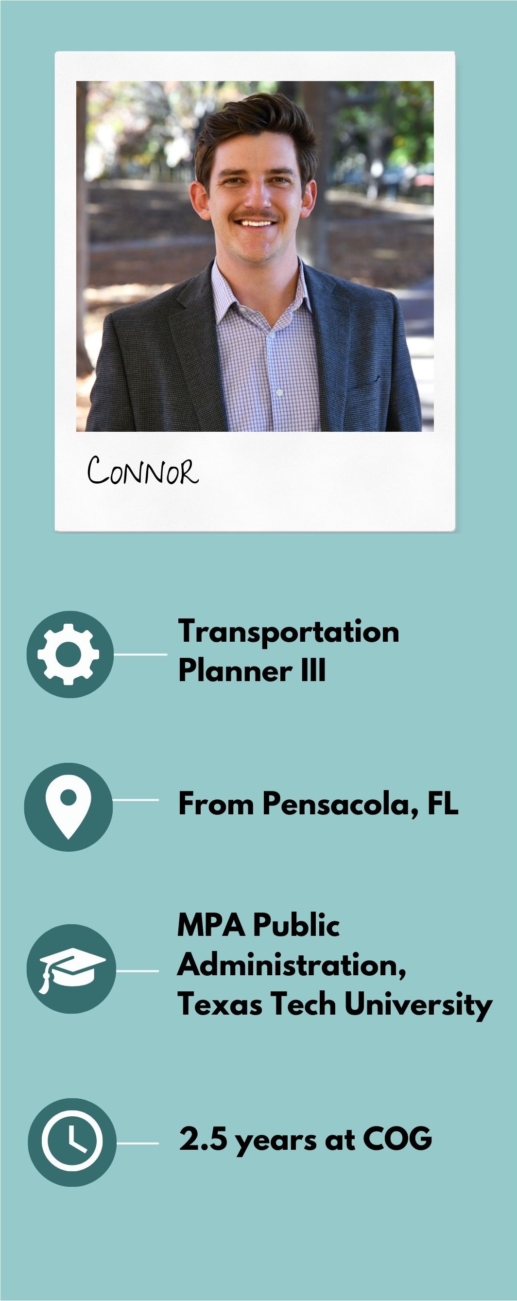 Photo of Connor Sadro- Transportation Planner at NCTCOG